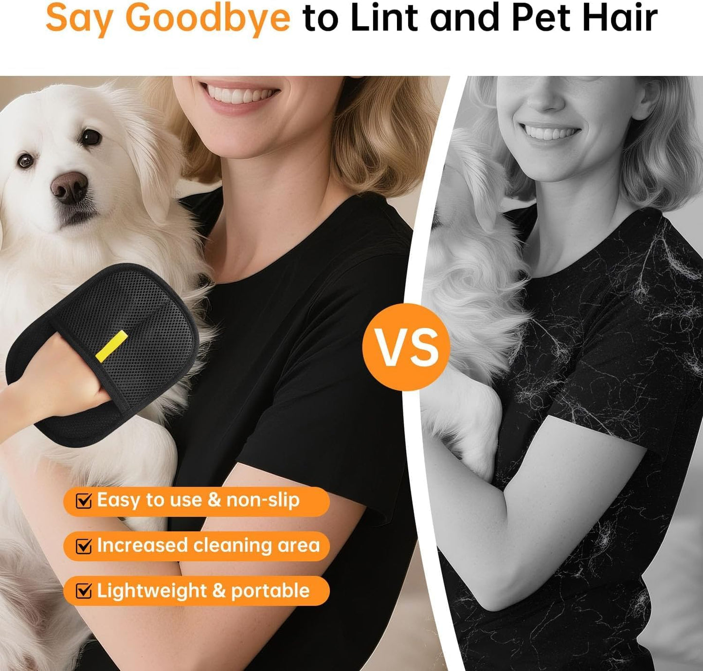 2PCS Pet Hair Removal Glove,Electrostatic Pet Hair Removal Gloves,Reusable Cat & Dog Hair Remover （2PCS）