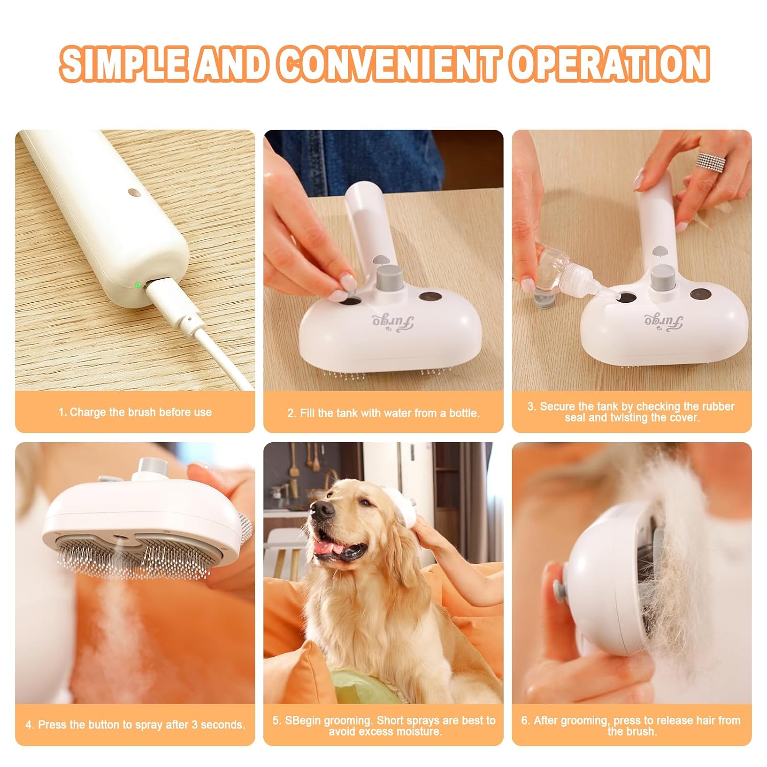 Cat Steam Brush for Cats & Dogs,3-In-1 Self Cleaning Pet Grooming Brush with One-Click Hair Release Button, Anti-Static Deshedding & Detangling Cat Hair Brush, Stainless Steel Bristles,Long/Short Hair